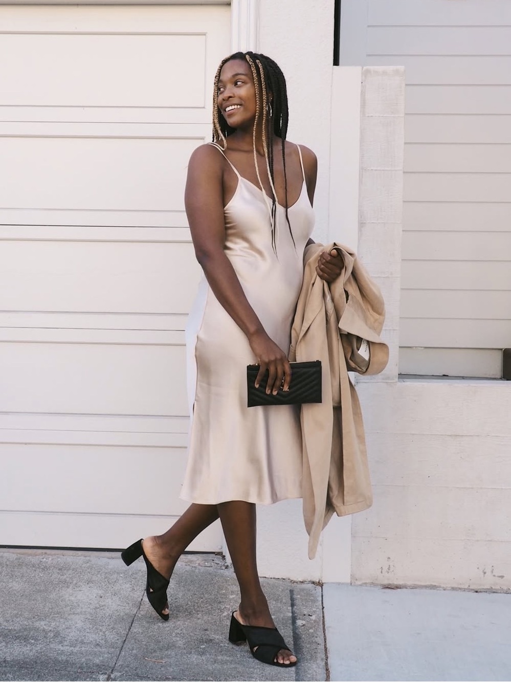 NWT It’s Morgen Champagne 100% Silk Slip Dress - M